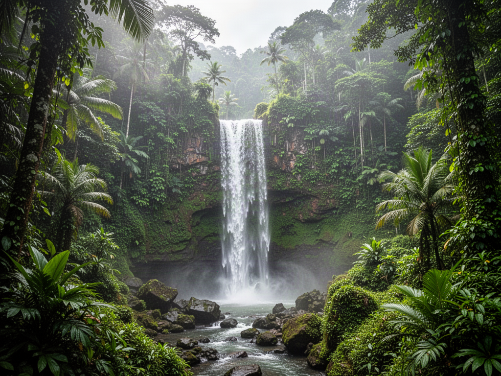 North Bali waterfall and jungle scenery